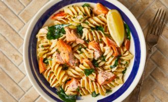⏰ Паста з лососем і шпинатом: покроковий рецепт з фото